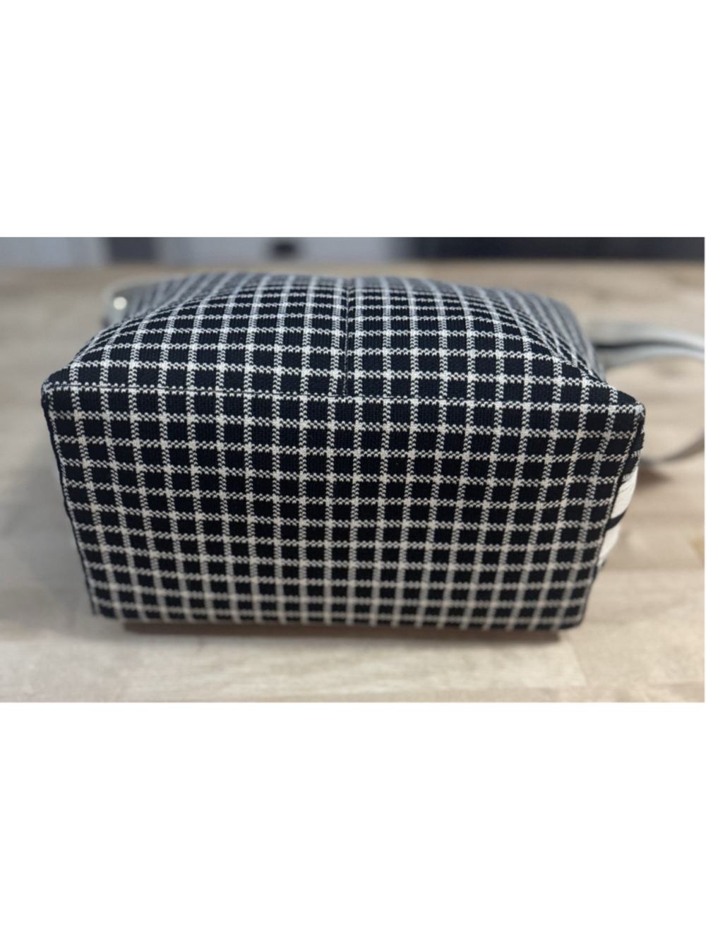 Rothy's womens Mini Bucket Zippered Tote Bag Black And White Checkered - Picture 8 of 14